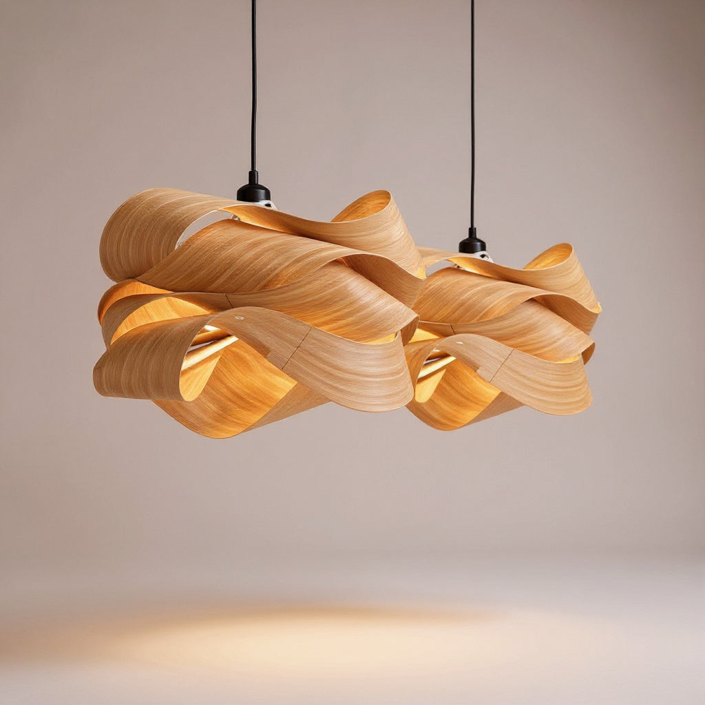 Wave Wood Veneer Ceiling Lamp