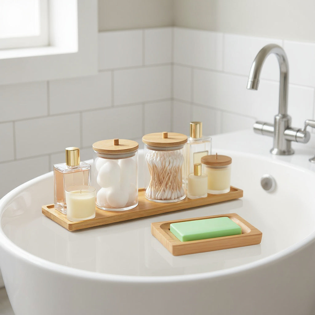 Bamboo Soap Dish & Tray Set