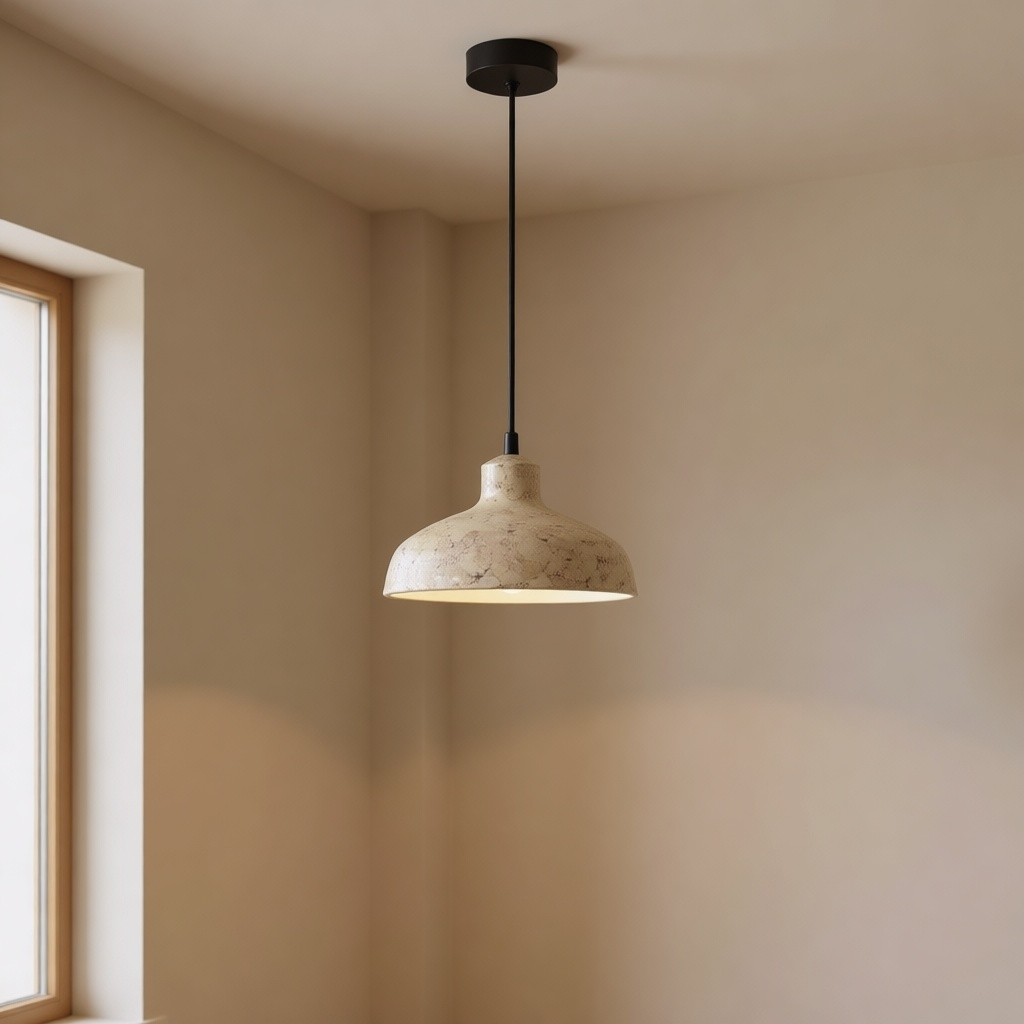 Travertine-Look Ceiling Light