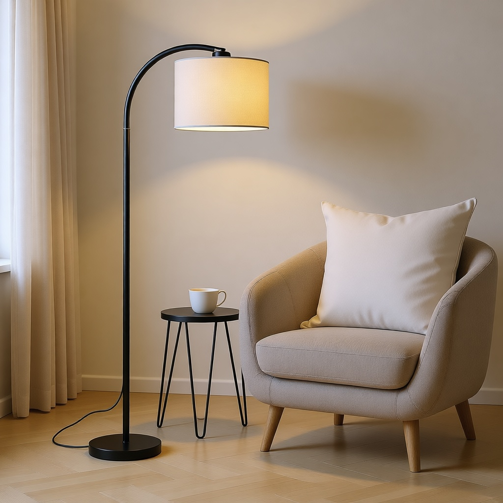 Arc Floor Lamp with Linen Shade