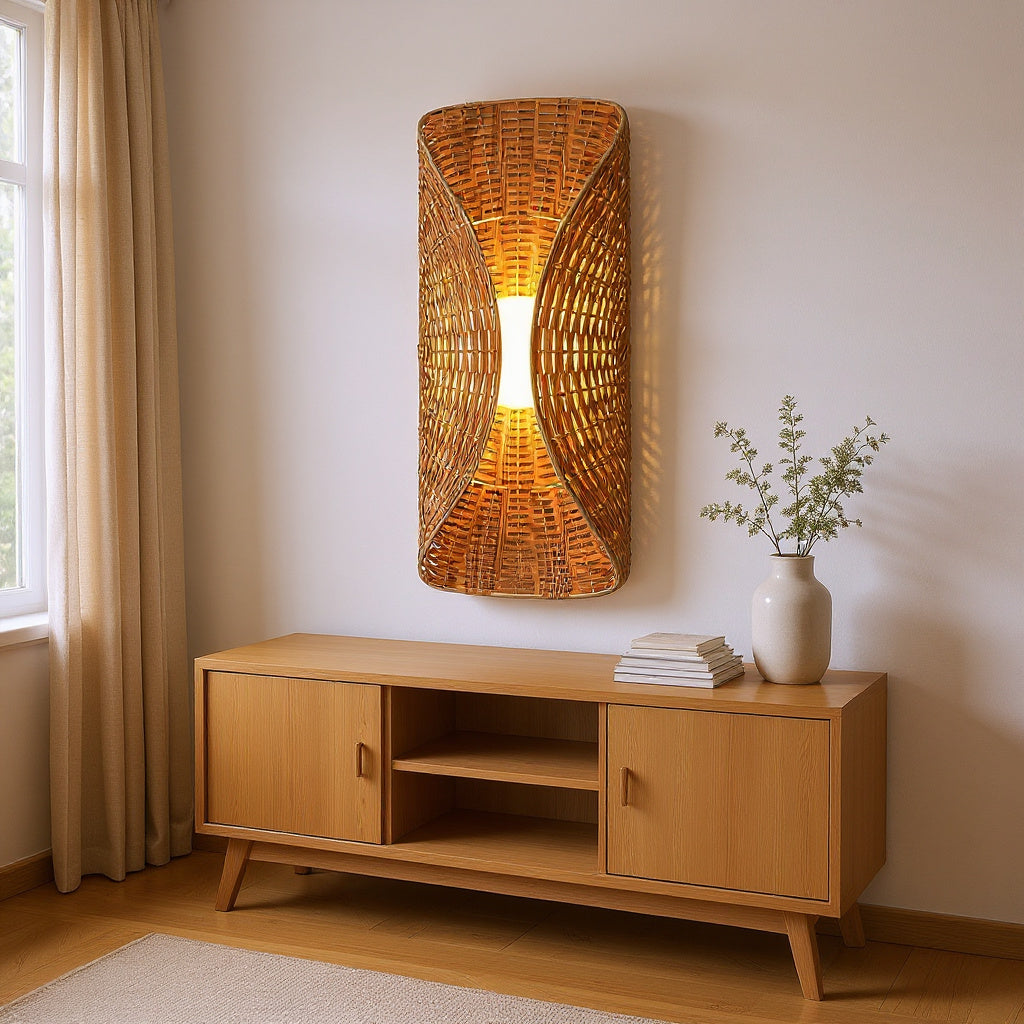 Woven Rattan Wall Sconce