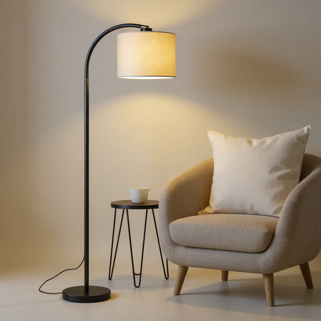 Arc Floor Lamp with Linen Shade