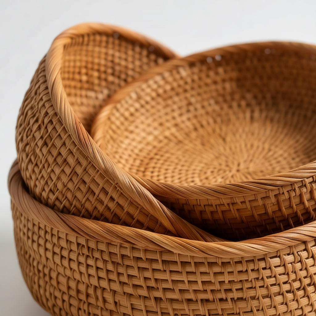 Round Rattan Basket Set