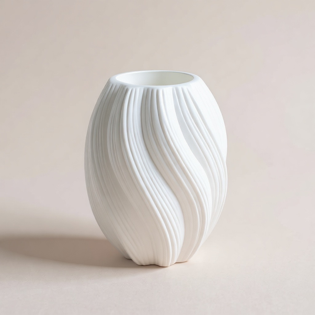 Ribbed Twist Vase in White