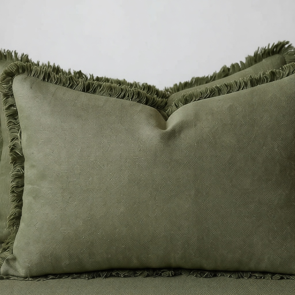 Linen Fringe Lumbar Cushion Cover