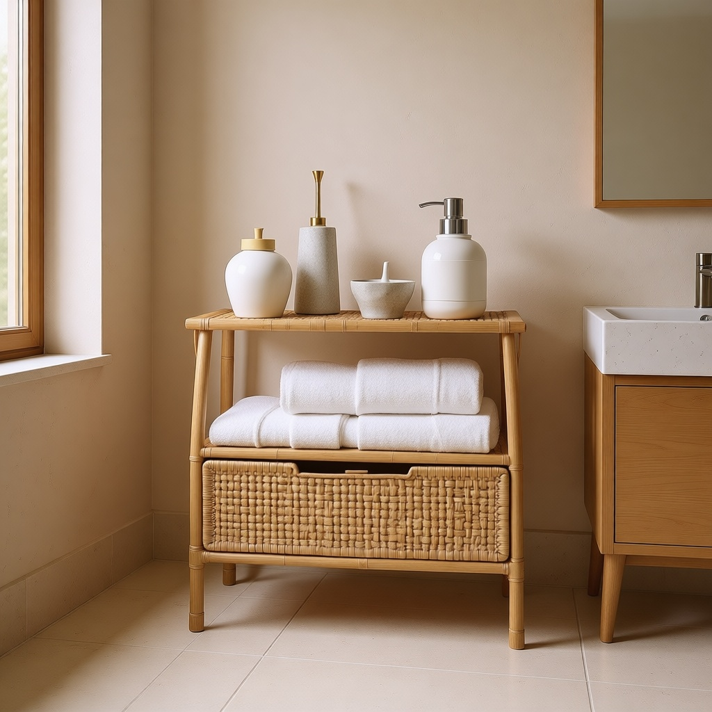 Rattan Bathroom Shelf