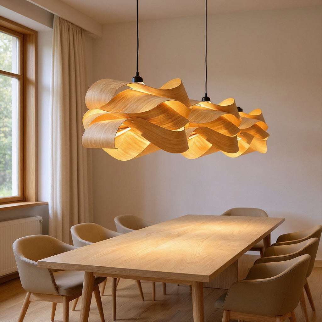 Wave Wood Veneer Ceiling Lamp