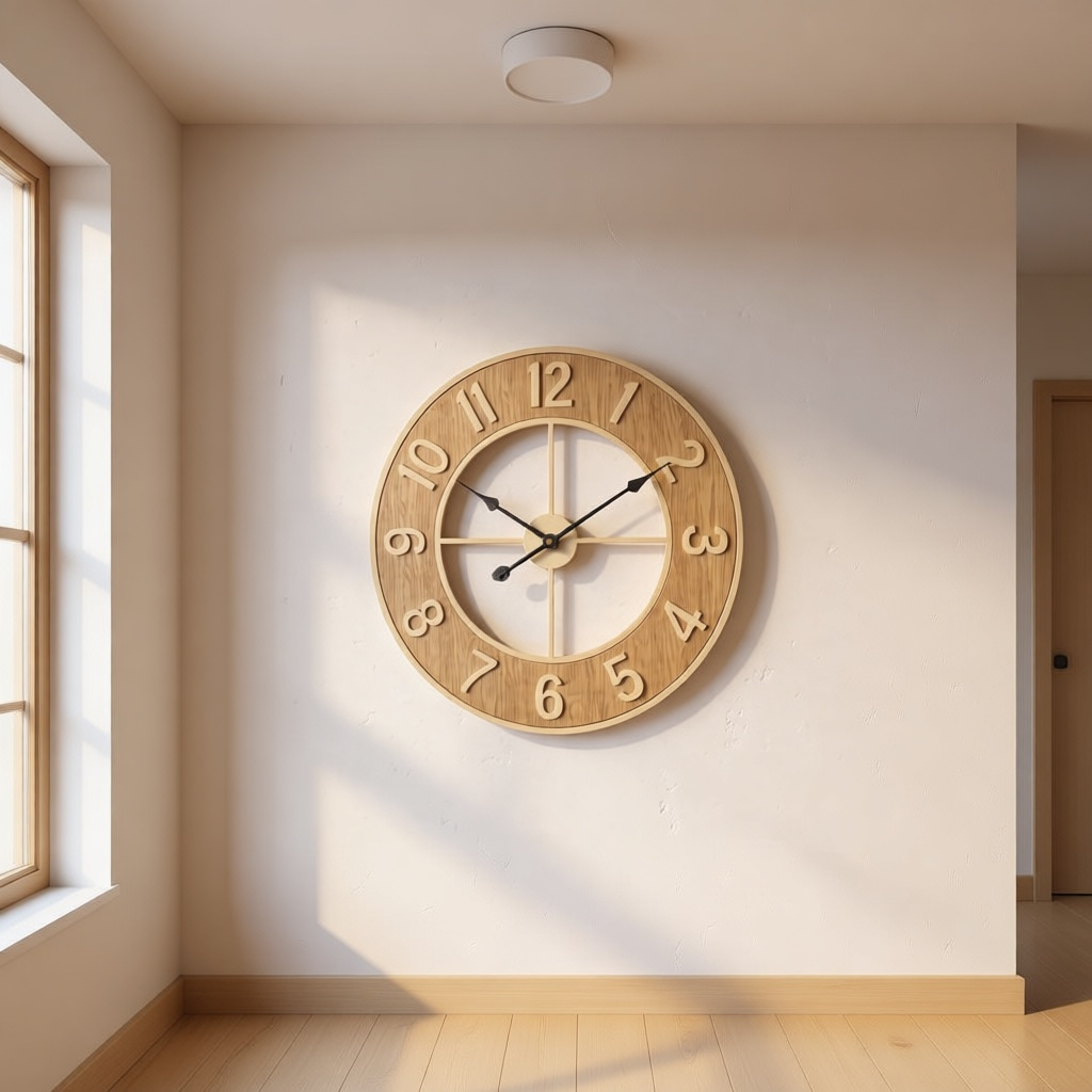 Silent Wood-Grain Wall Clock 60 cm