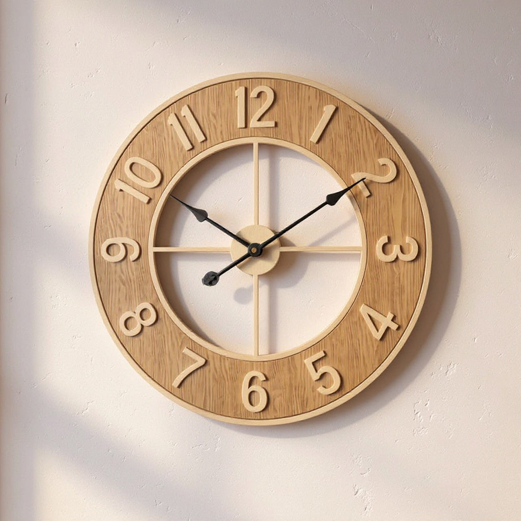 Silent Wood-Grain Wall Clock 60 cm