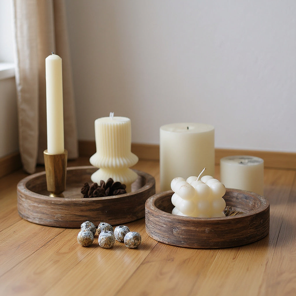 Rustic Wooden Candle Tray