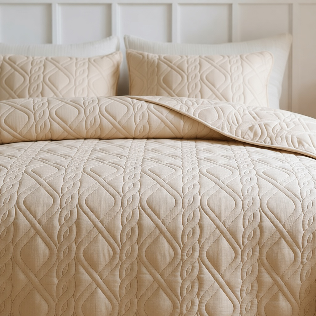 Quilted Bedspread Set — Geometric