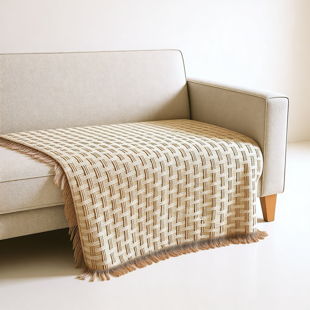 Basko Geometric Sofa Cover — Beige