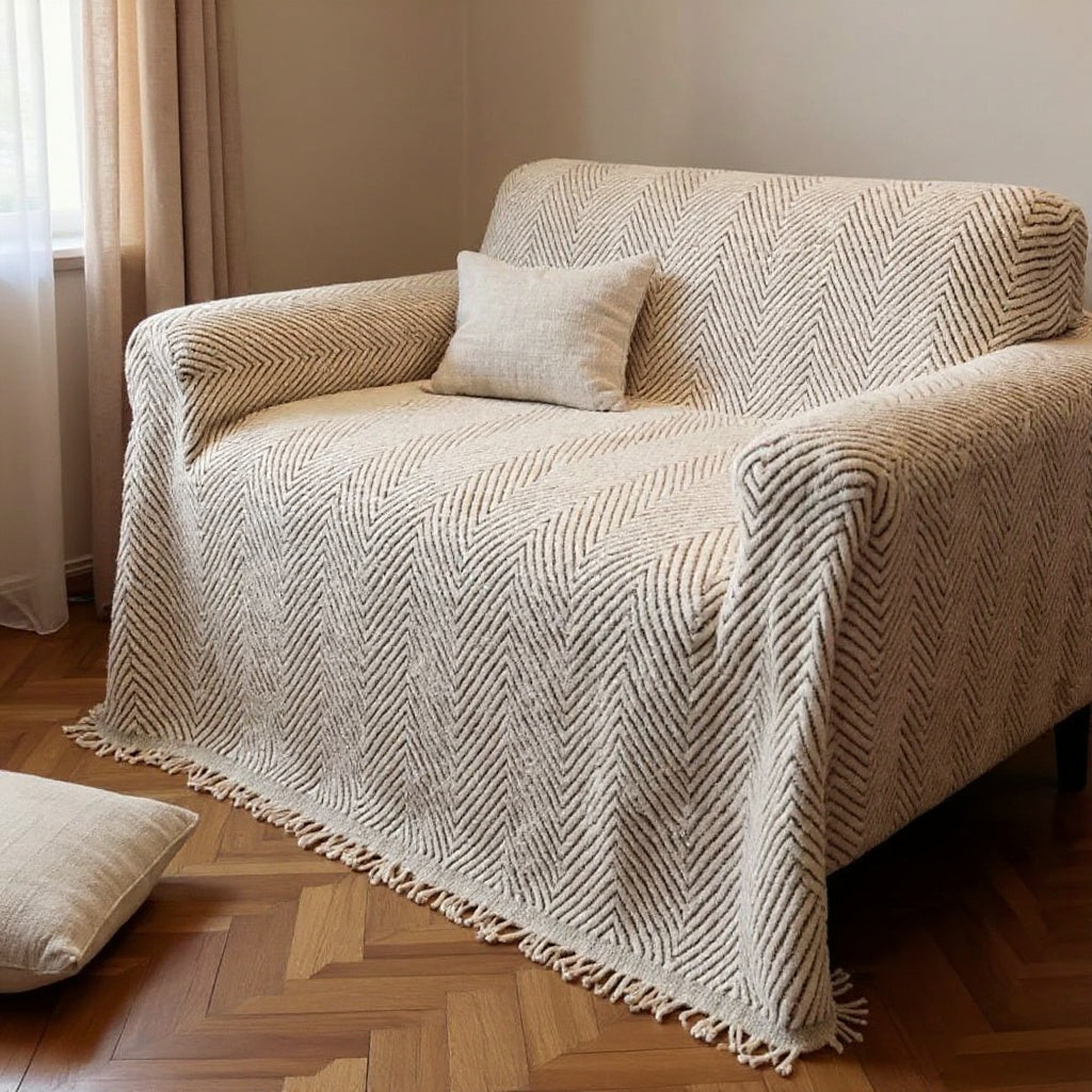 Riga Herringbone Sofa Cover — context
