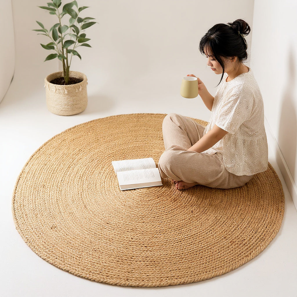 Hand-Woven Jute Round Rug