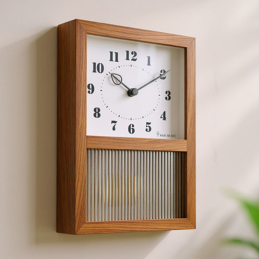 Natural Walnut Sculpted Wall Clock