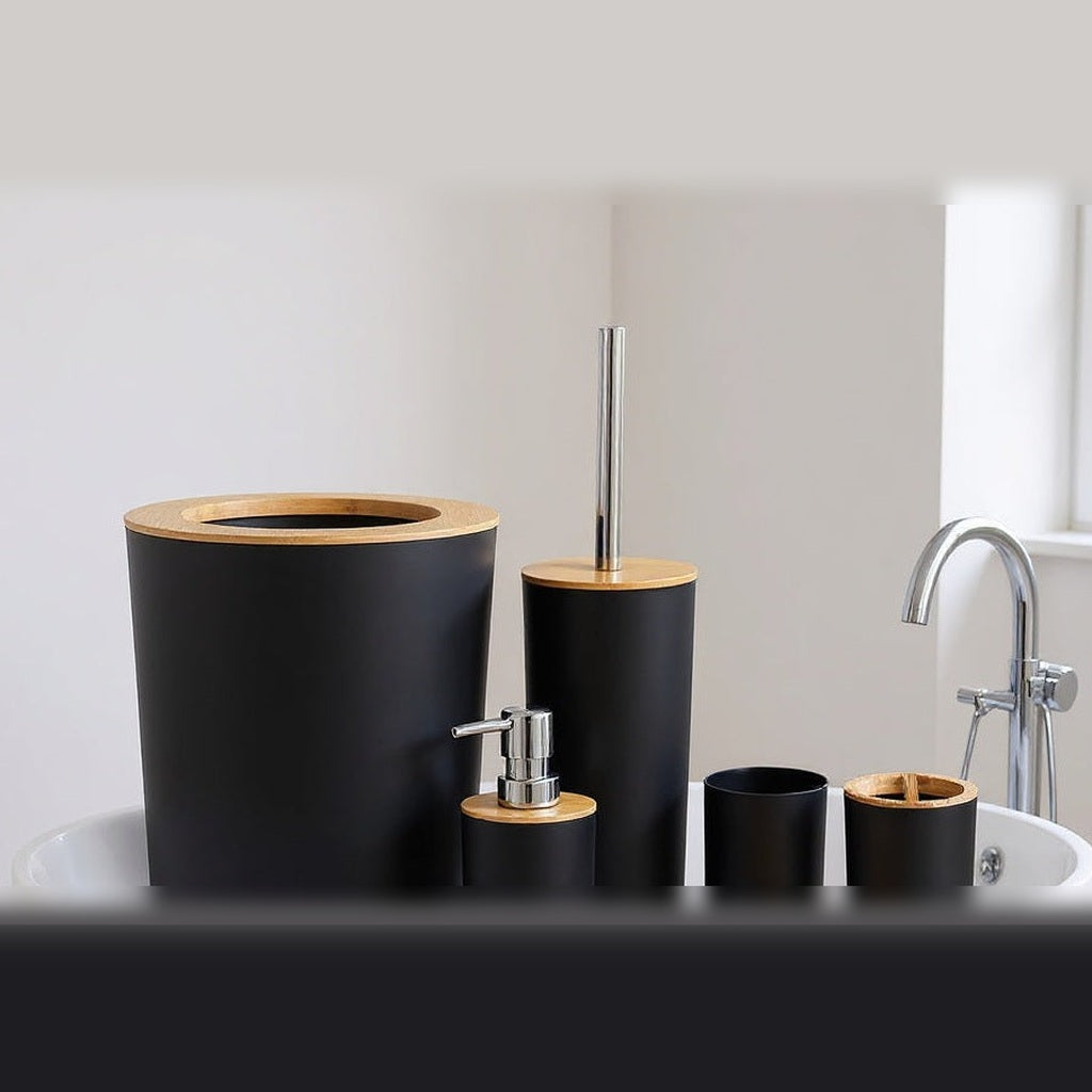 Bamboo bathroom set, six pieces
