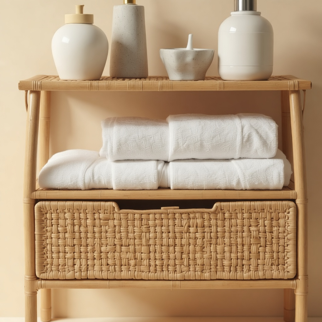 Rattan Bathroom Shelf