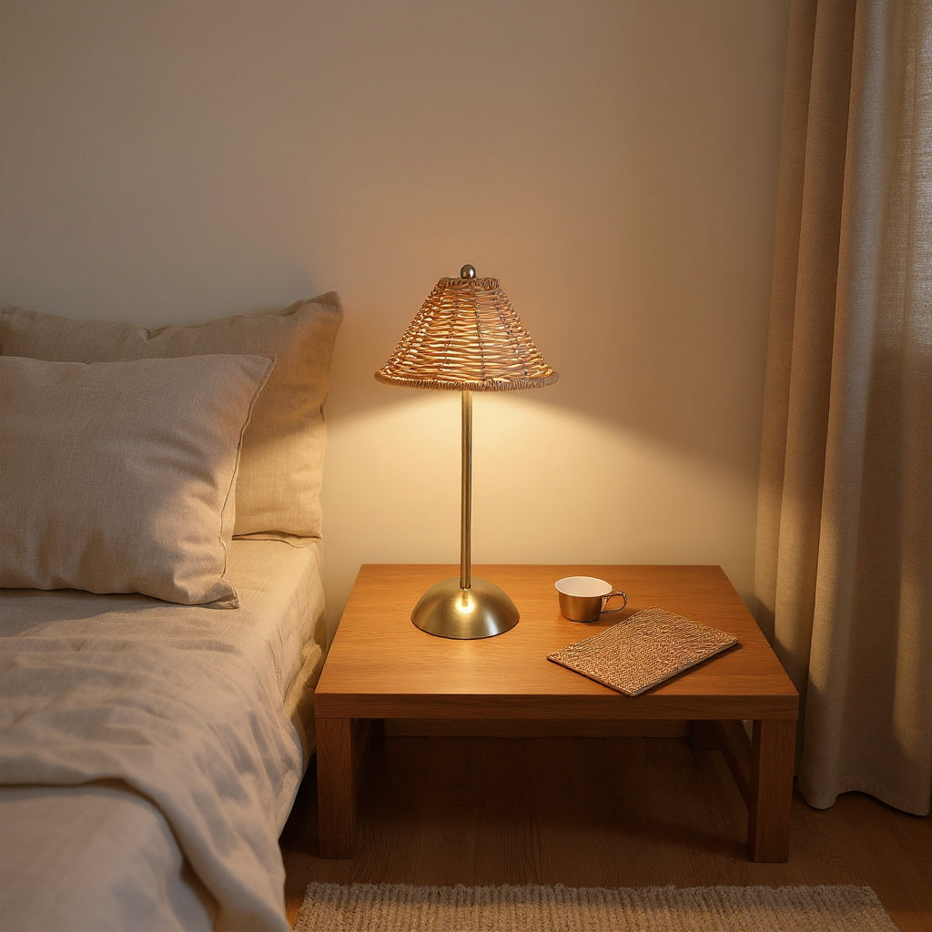 Cordless Rechargeable Rattan Lamp