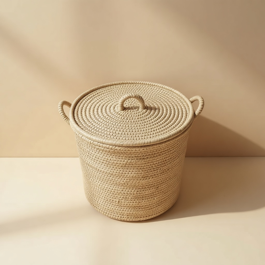 Rattan Lidded Basket