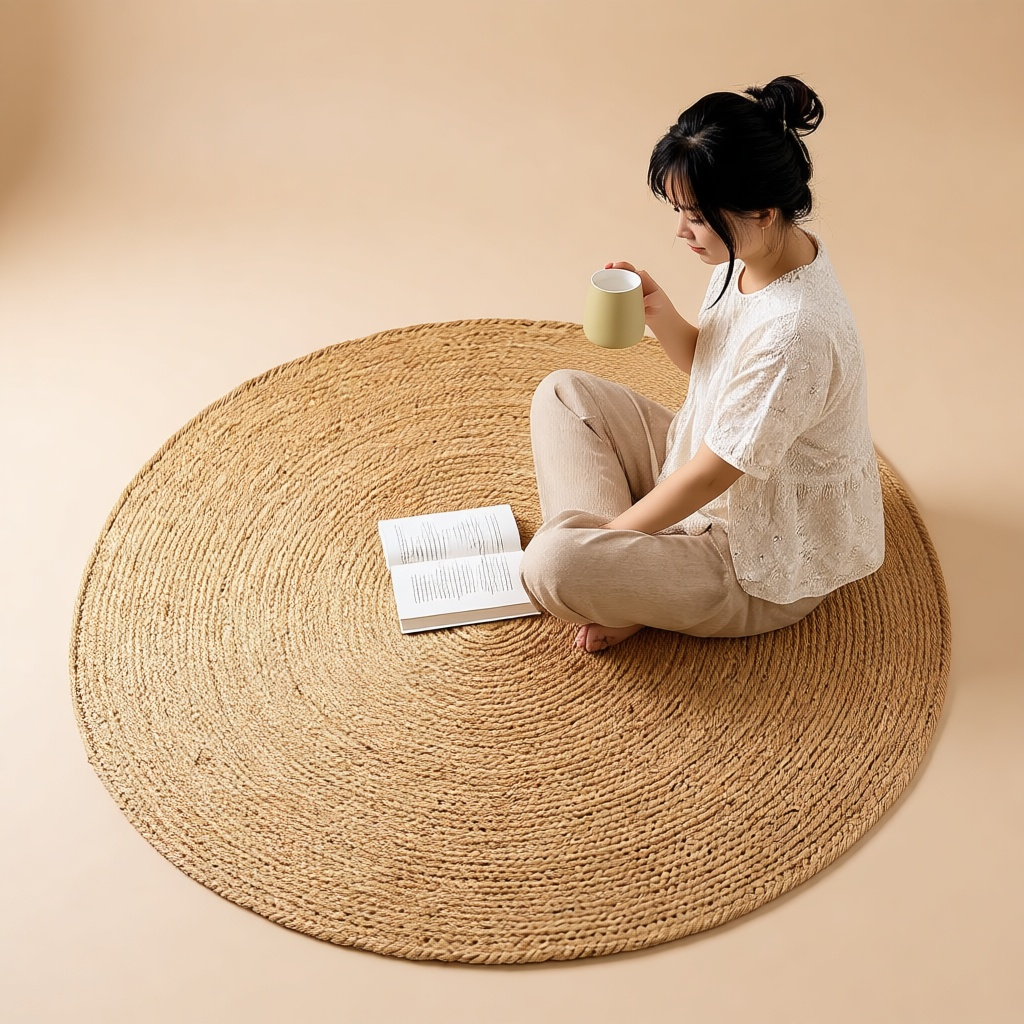 Hand-Woven Jute Round Rug