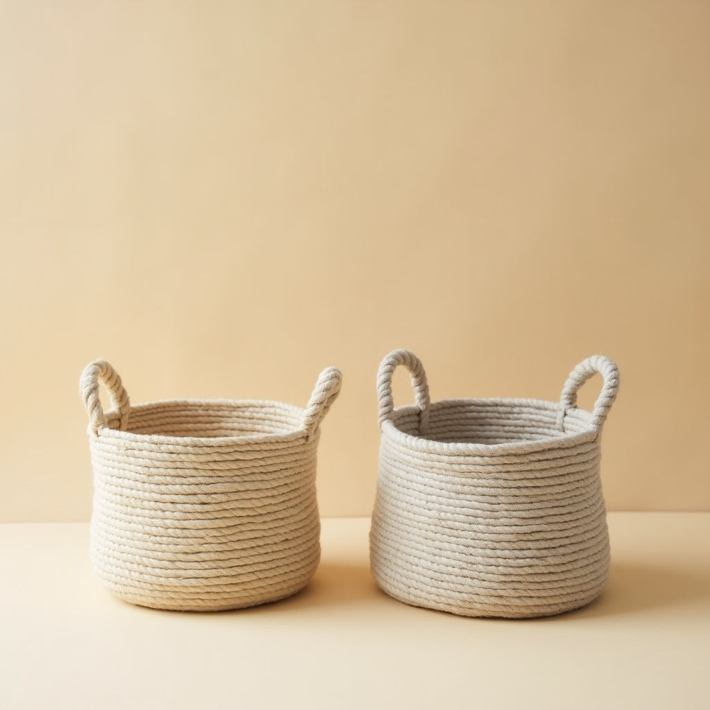 Cotton Rope Basket Pair
