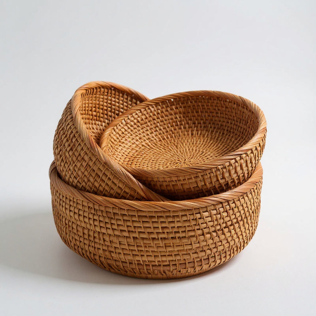 Round Rattan Basket Set
