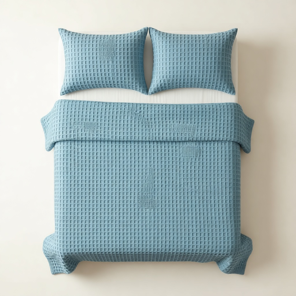 Pure Cotton Waffle Blanket shown in full
