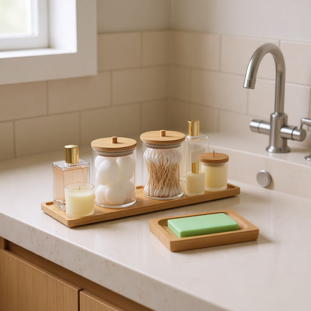 Bamboo Soap Dish & Tray Set