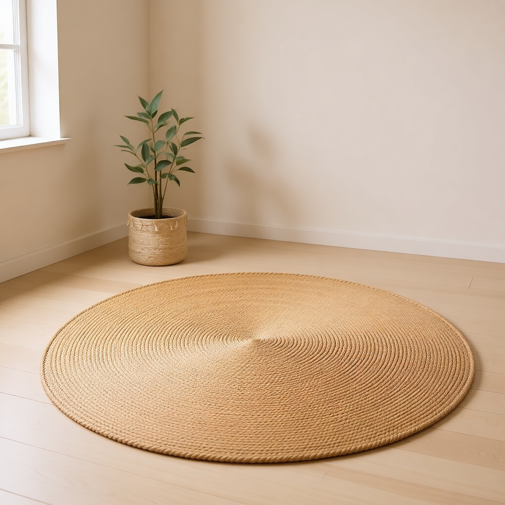 Hand-Woven Jute Round Rug