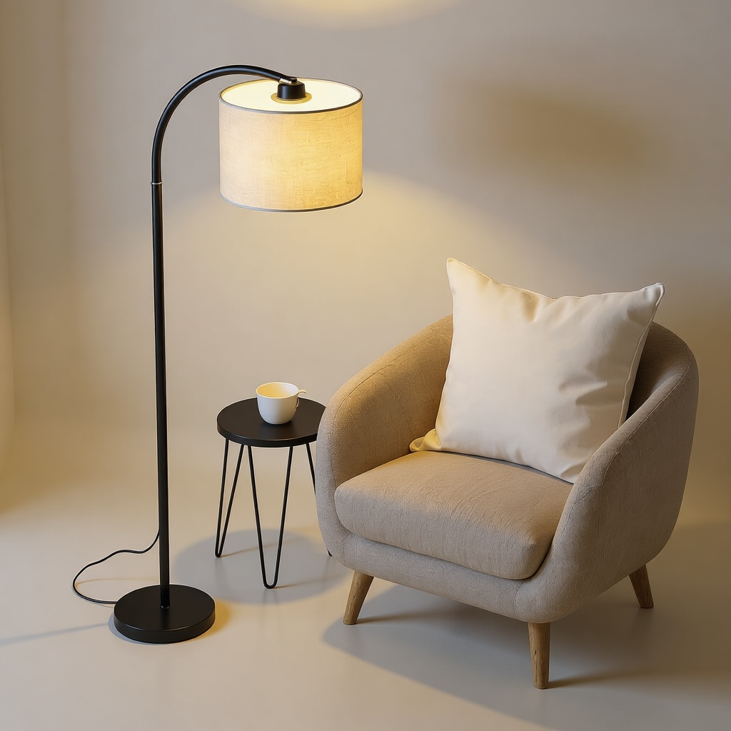 Arc Floor Lamp with Linen Shade