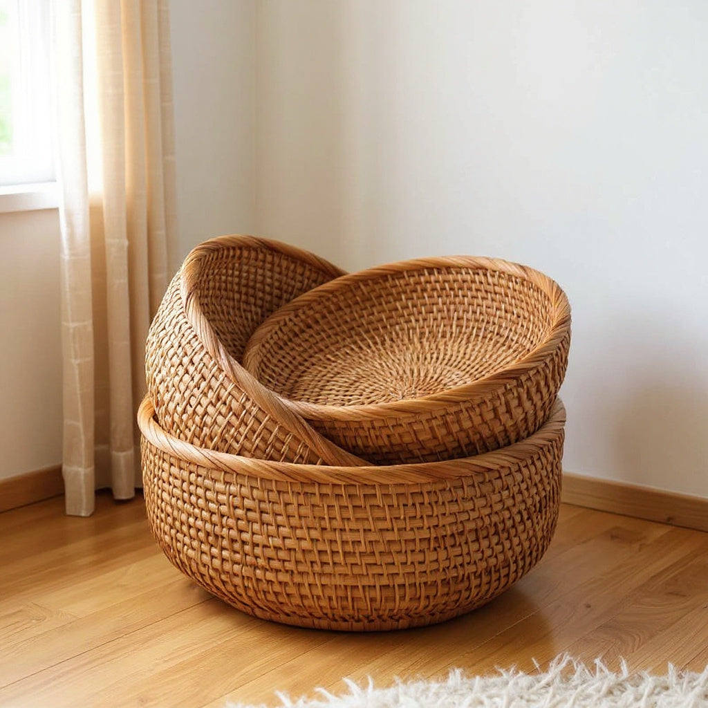 Round Rattan Basket Set