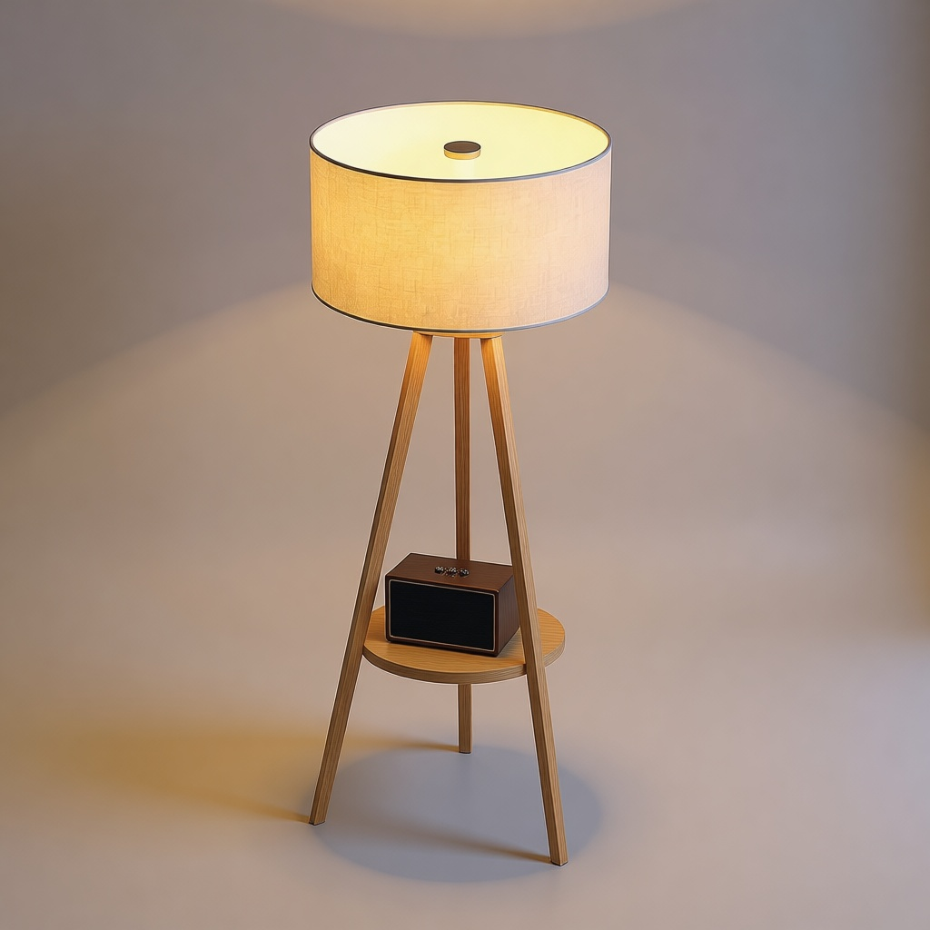 Wooden Shelf Floor Lamp