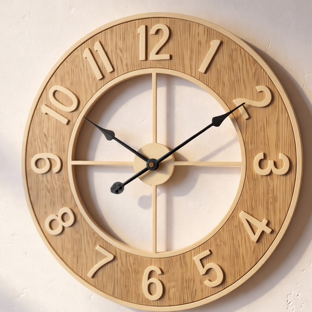 Silent Wood-Grain Wall Clock 60 cm