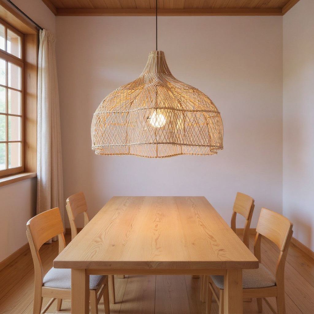 Hand-Woven Rattan Art Chandelier