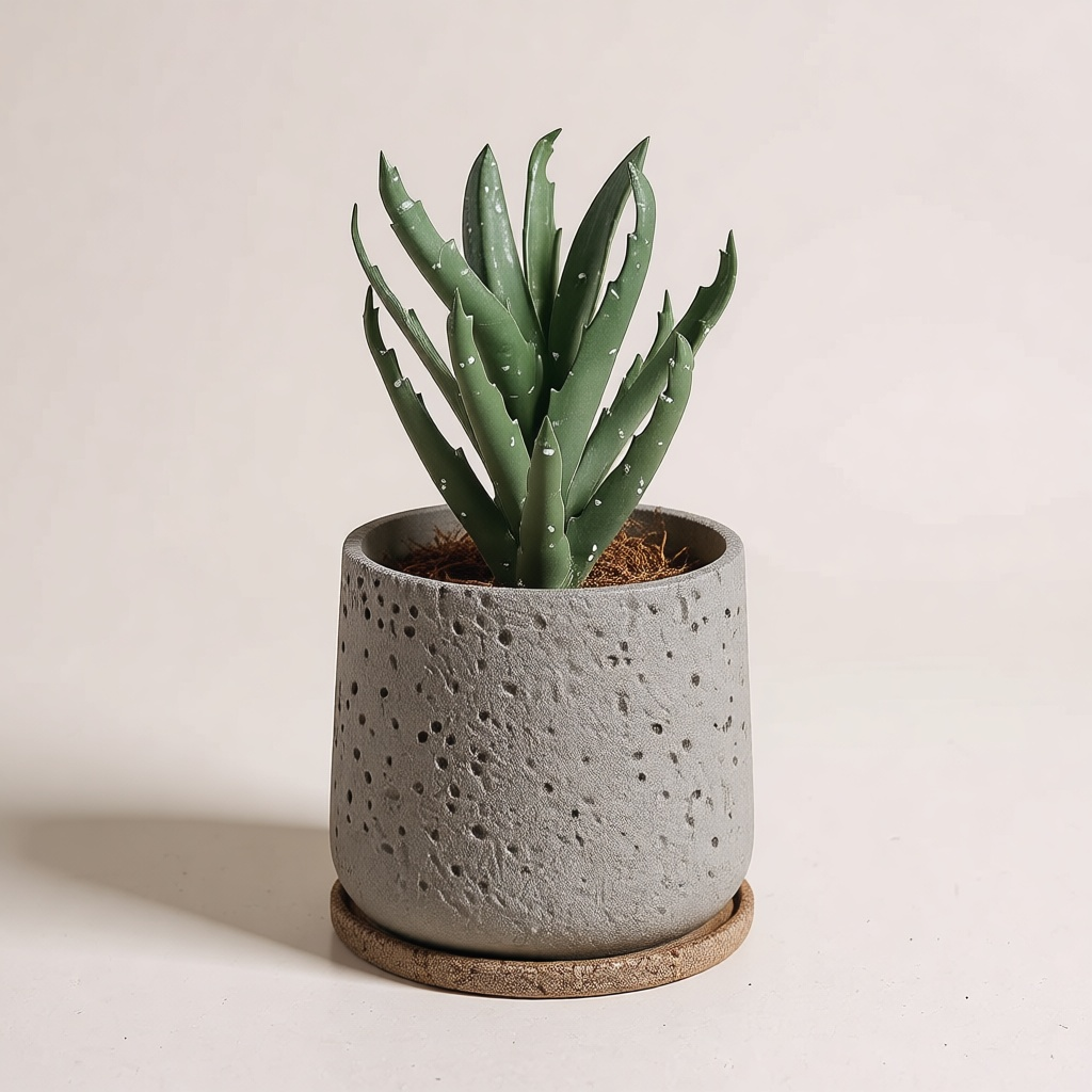Concrete Plant Pot with Tray