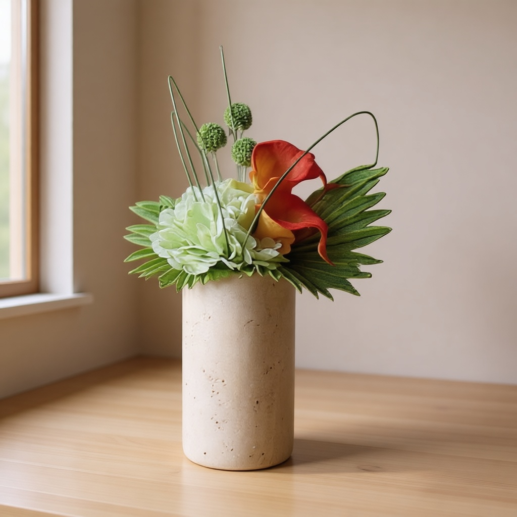 Sculptural Travertine Vase