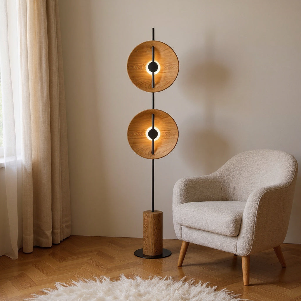 Solid Wood Sculptural Floor Lamp