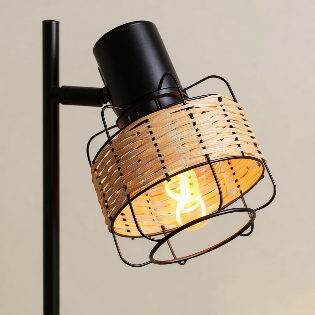Vintage Rattan Bedside Lamp