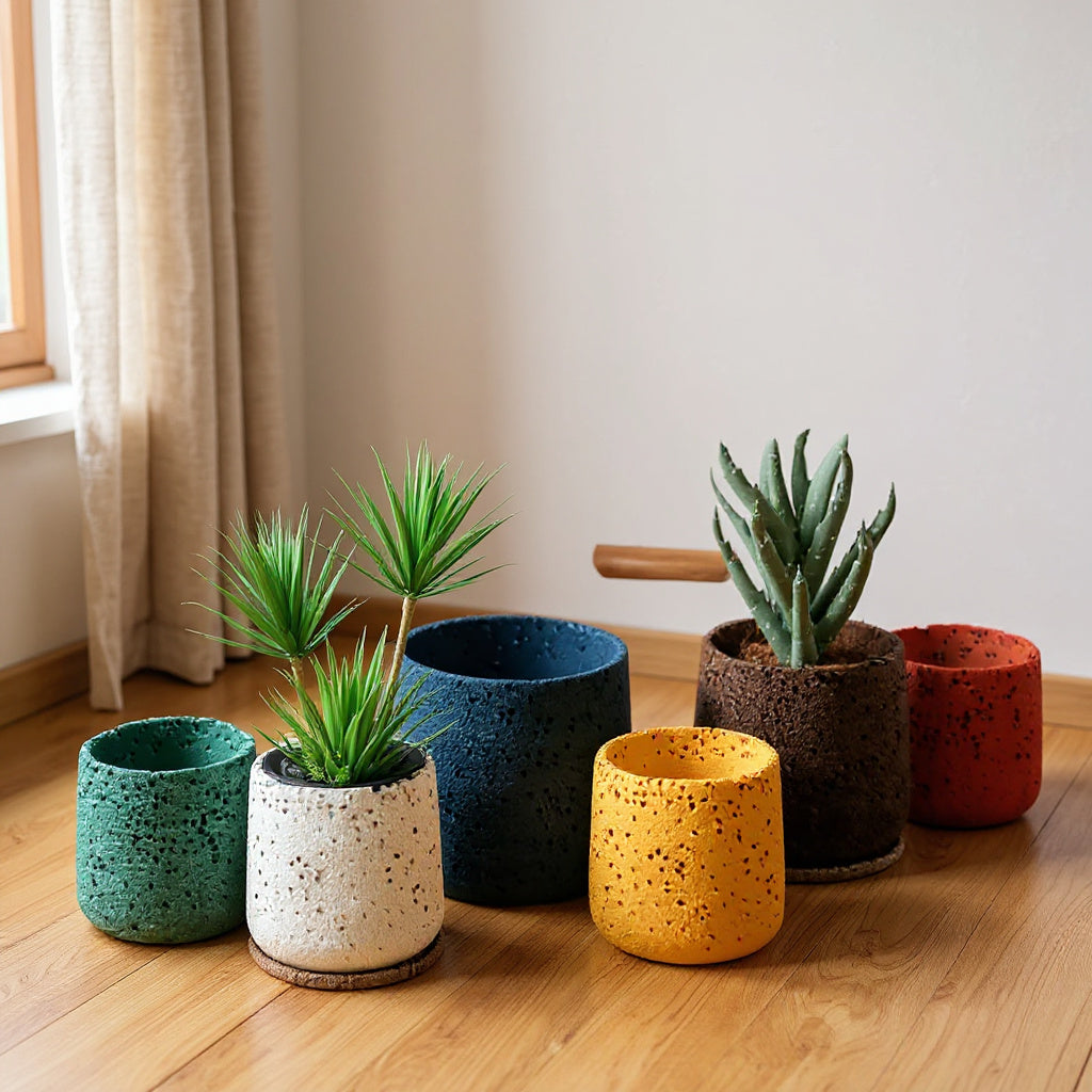Concrete Plant Pot with Tray