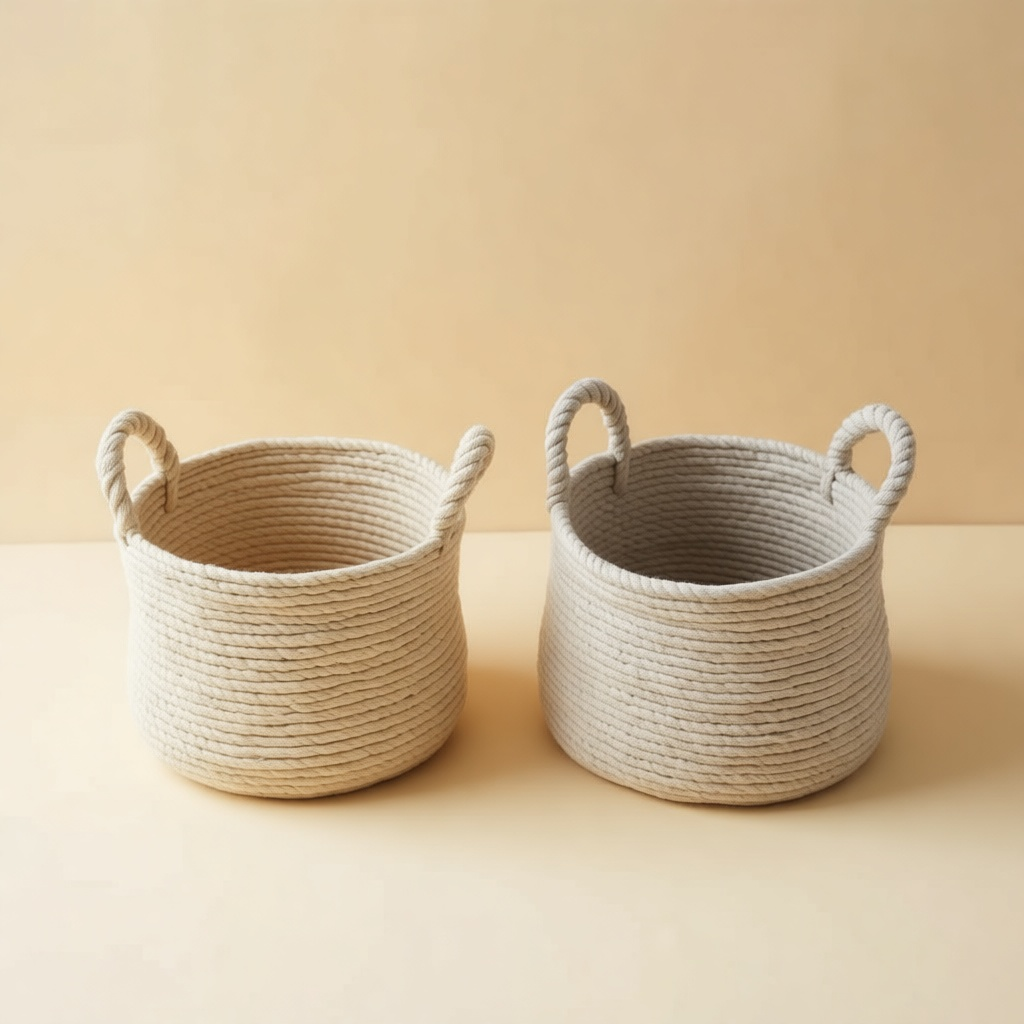 Cotton Rope Basket Pair