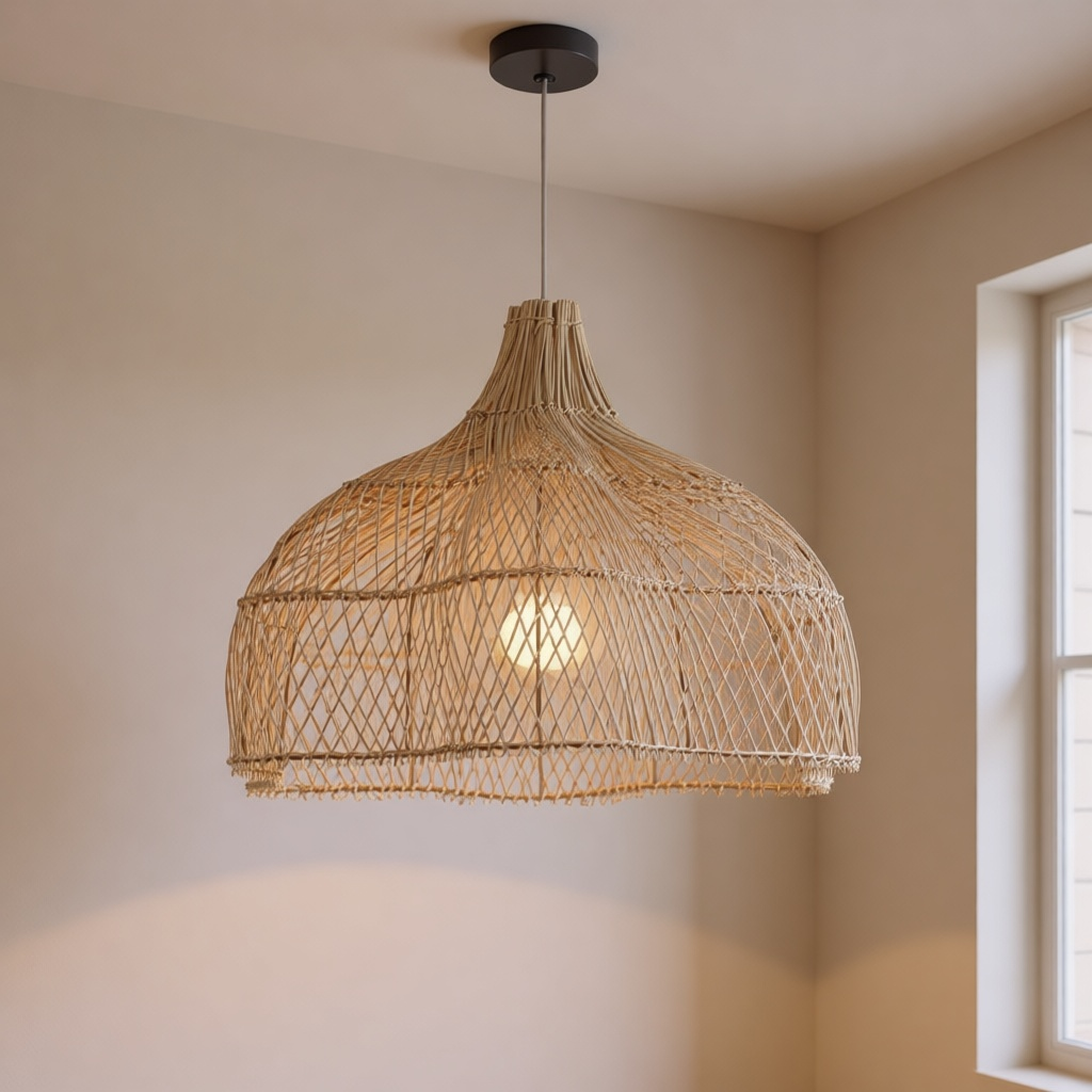 Hand-Woven Rattan Art Chandelier