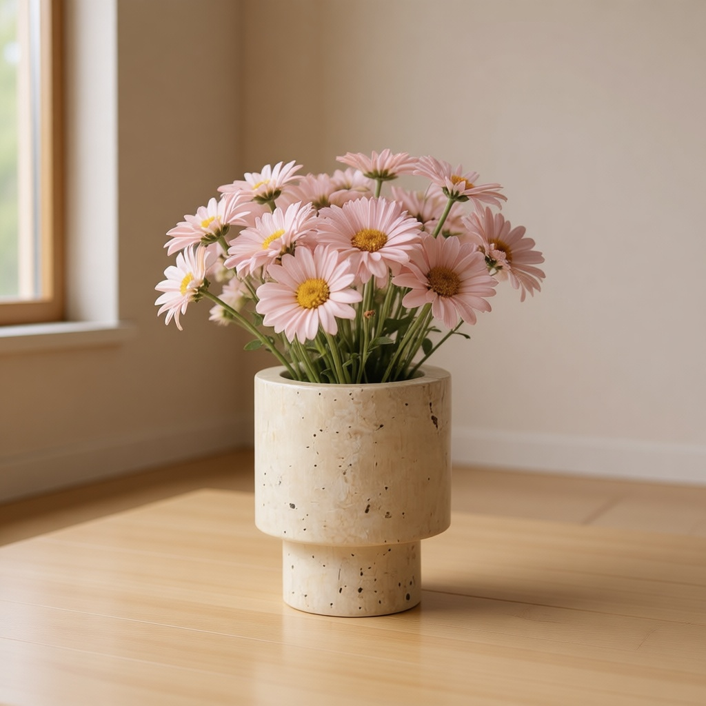Natural Travertine Pampas Vase