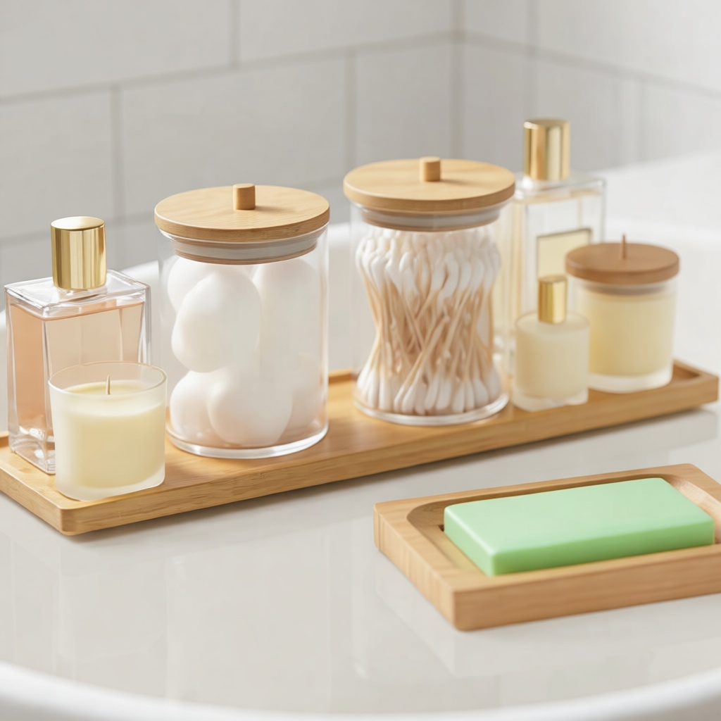 Bamboo Soap Dish & Tray Set