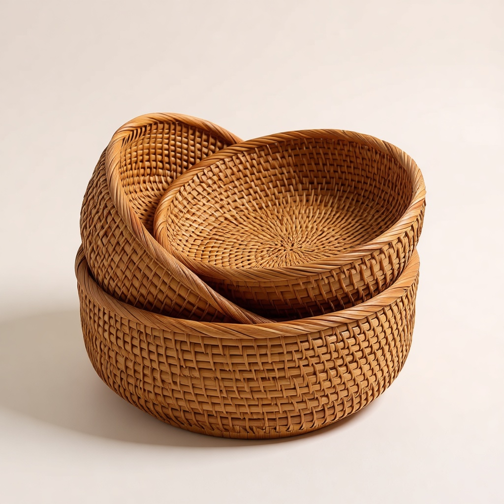 Round Rattan Basket Set