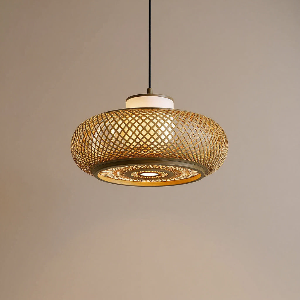 Bamboo Three-Light Ceiling Lamp