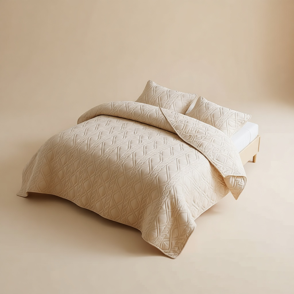 Quilted Bedspread Set — Geometric