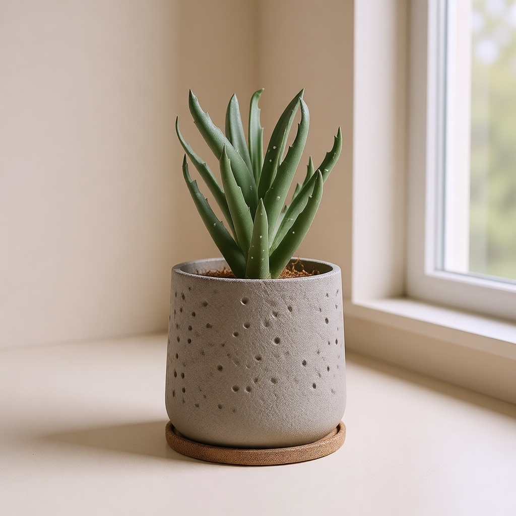 Concrete Plant Pot with Tray