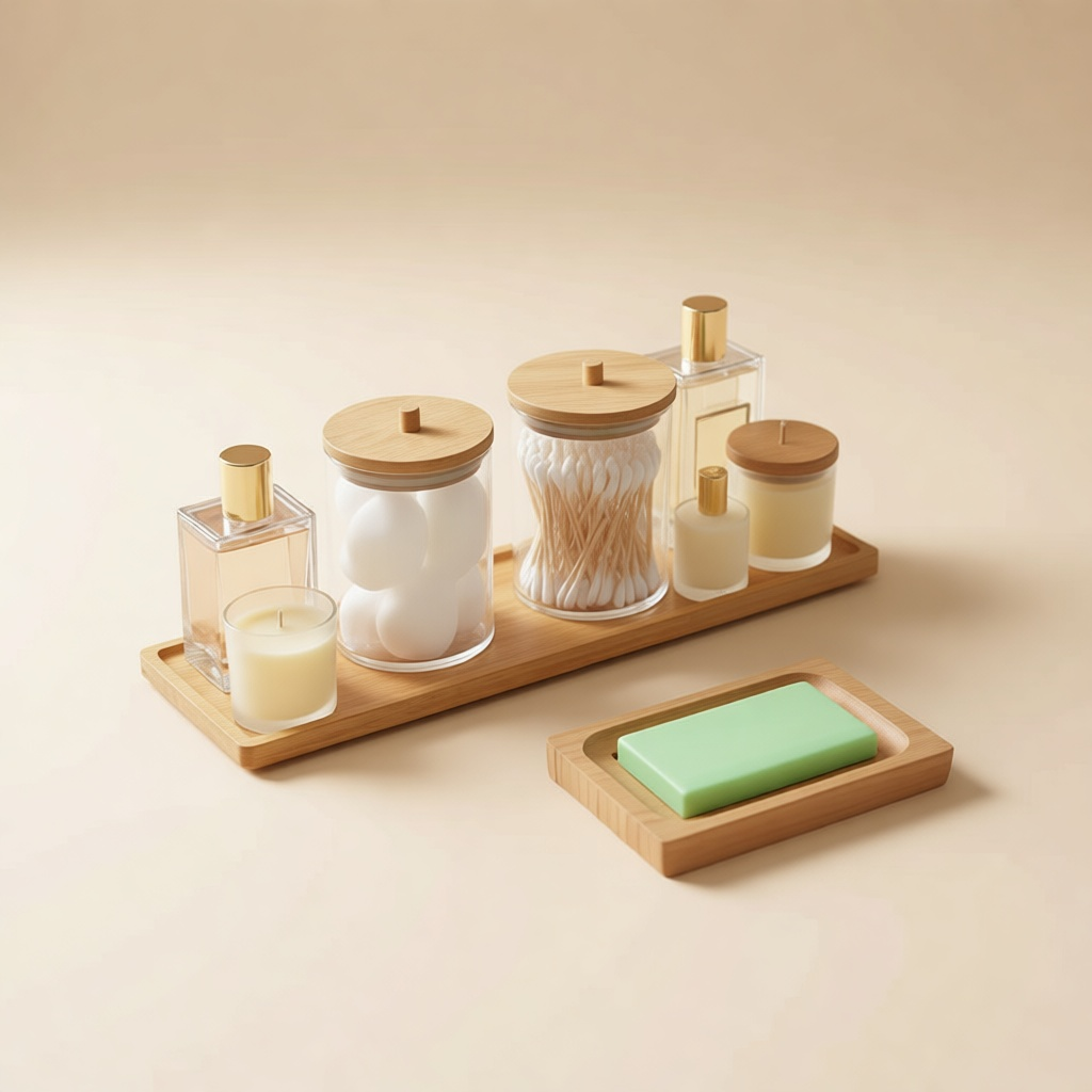 Bamboo Soap Dish & Tray Set