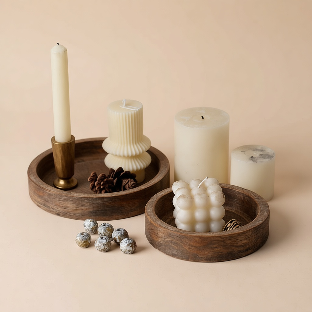 Rustic Wooden Candle Tray