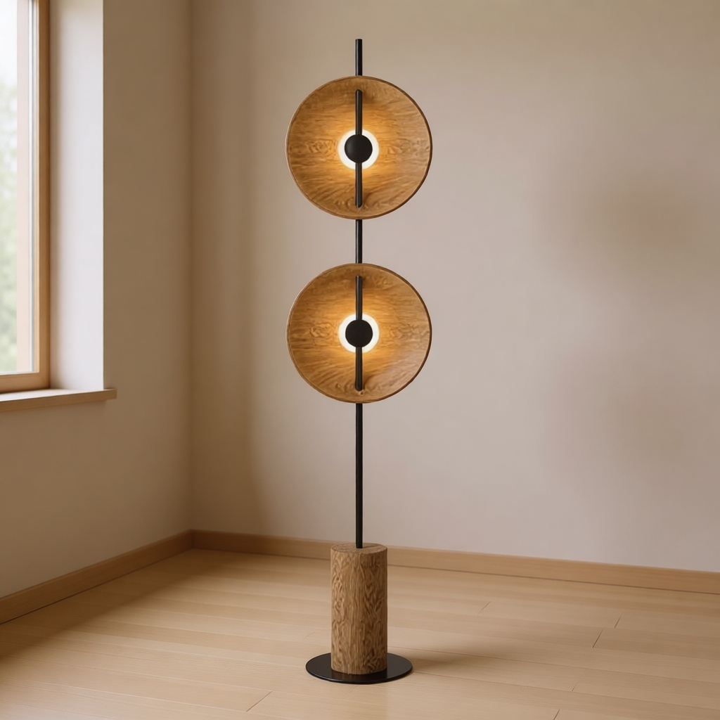Solid Wood Sculptural Floor Lamp